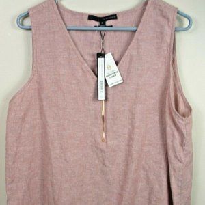 HARVE BERNARD LINEN Top RoseV-NECK Sz XL